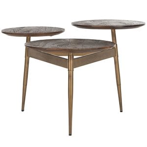 Safavieh Ian 3 Circle Accent Table in Rustic Honey and Gold