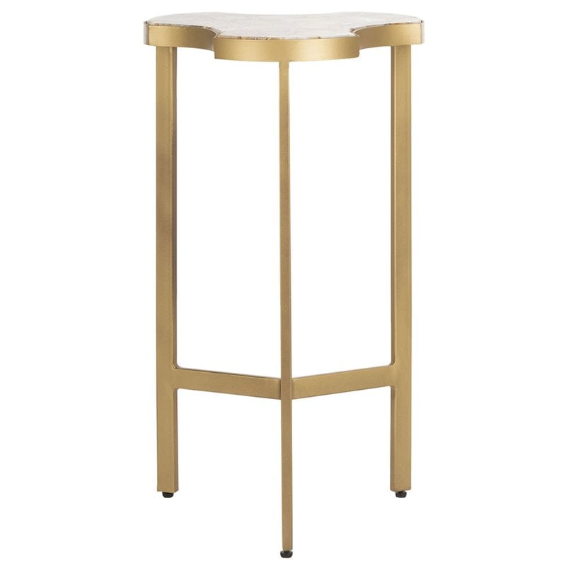 Safavieh Suki Tripod Accent End Table in White and Gold