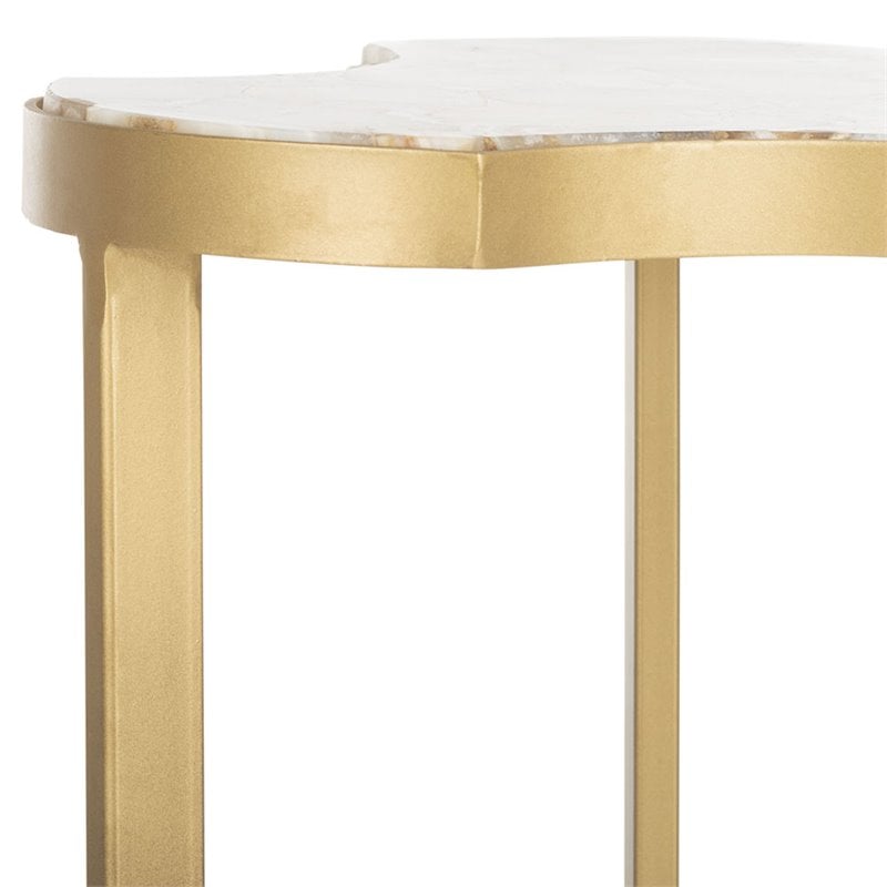 Safavieh Suki Tripod Accent End Table in White and Gold