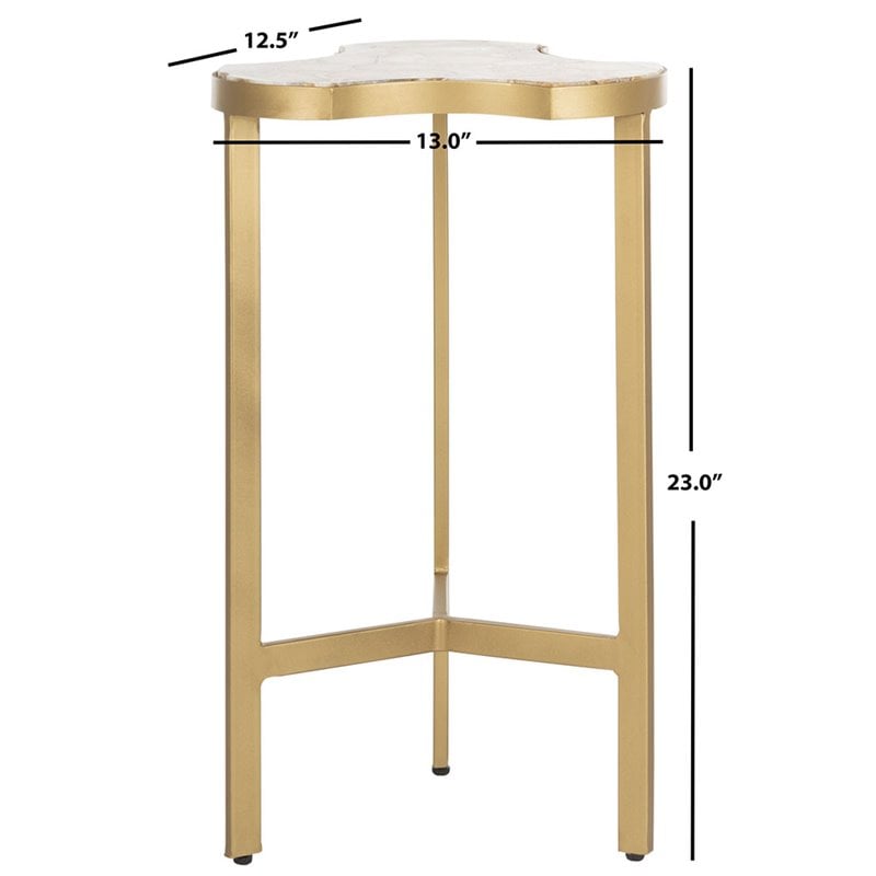 Safavieh Suki Tripod Accent End Table in White and Gold