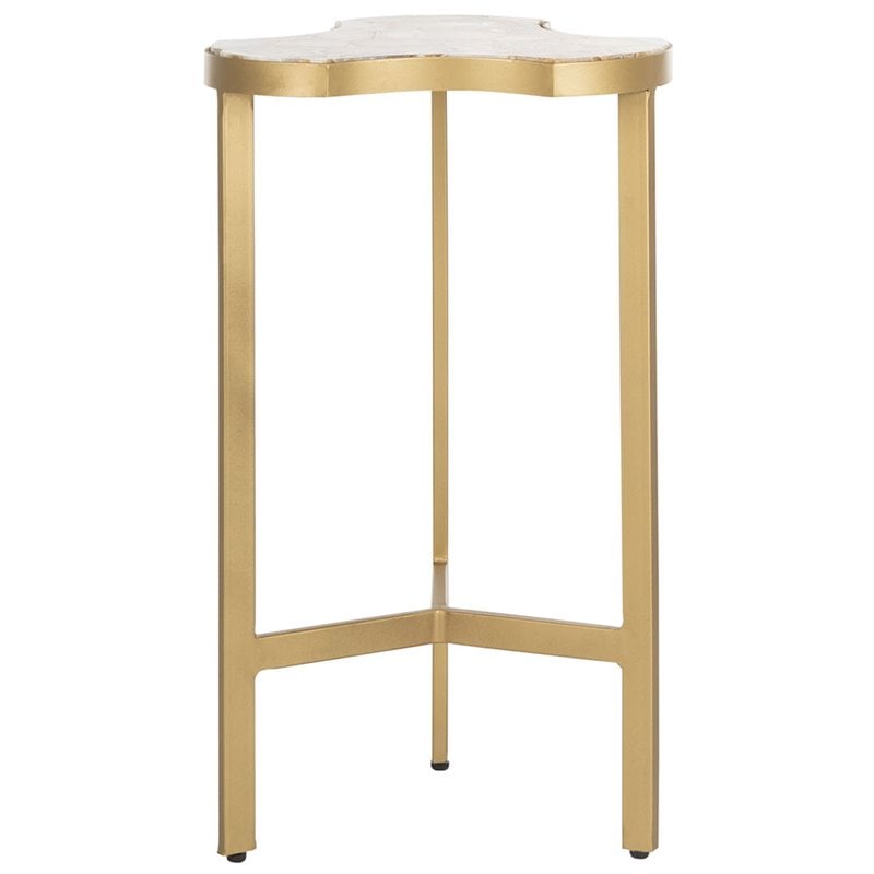 Safavieh Suki Tripod Accent End Table in White and Gold