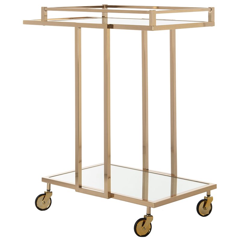 Safavieh Capri 2 Tier Glass Bar Cart in Gold