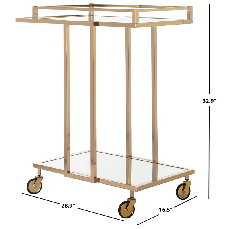 Safavieh Capri 2 Tier Glass Bar Cart in Gold
