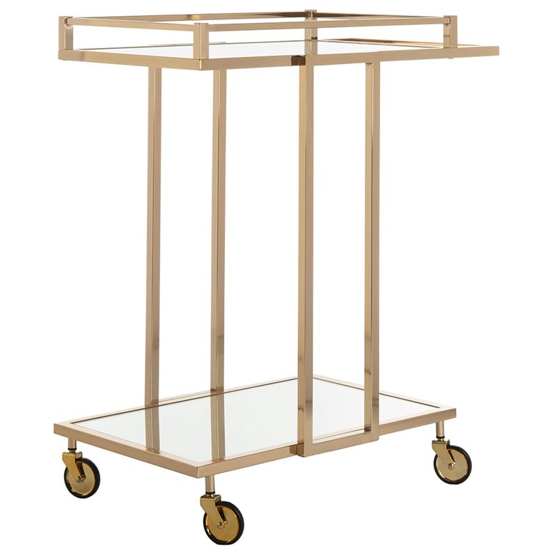 Safavieh Capri 2 Tier Glass Bar Cart in Gold