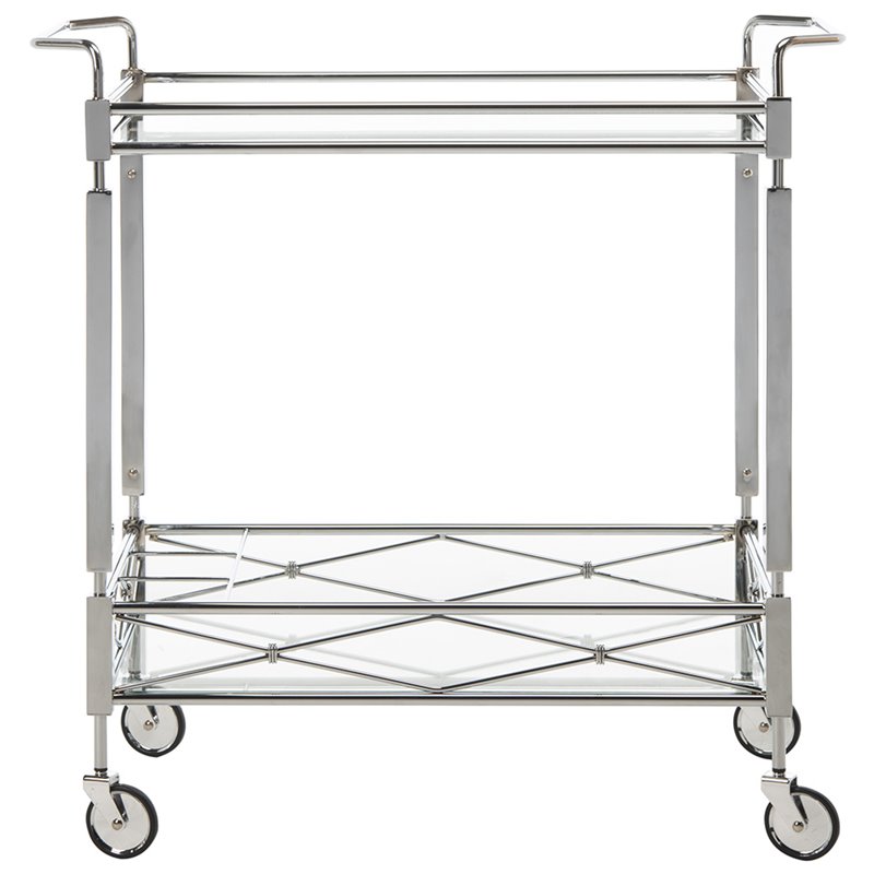 Safavieh Ingrid 2 Tier Glass Bar Cart in Chrome