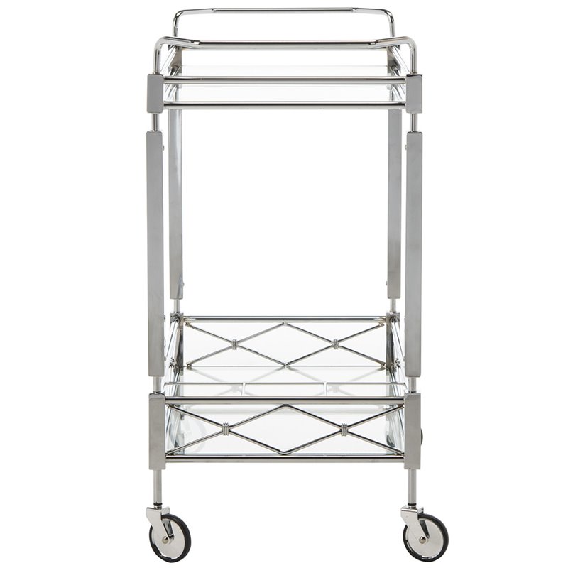 Safavieh Ingrid 2 Tier Glass Bar Cart in Chrome