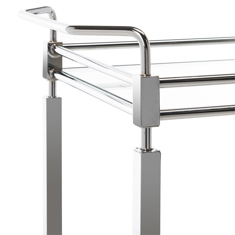 Safavieh Ingrid 2 Tier Glass Bar Cart in Chrome