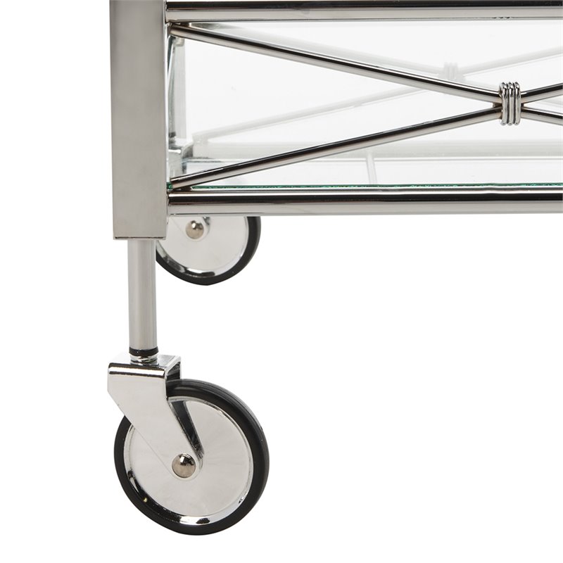 Safavieh Ingrid 2 Tier Glass Bar Cart in Chrome