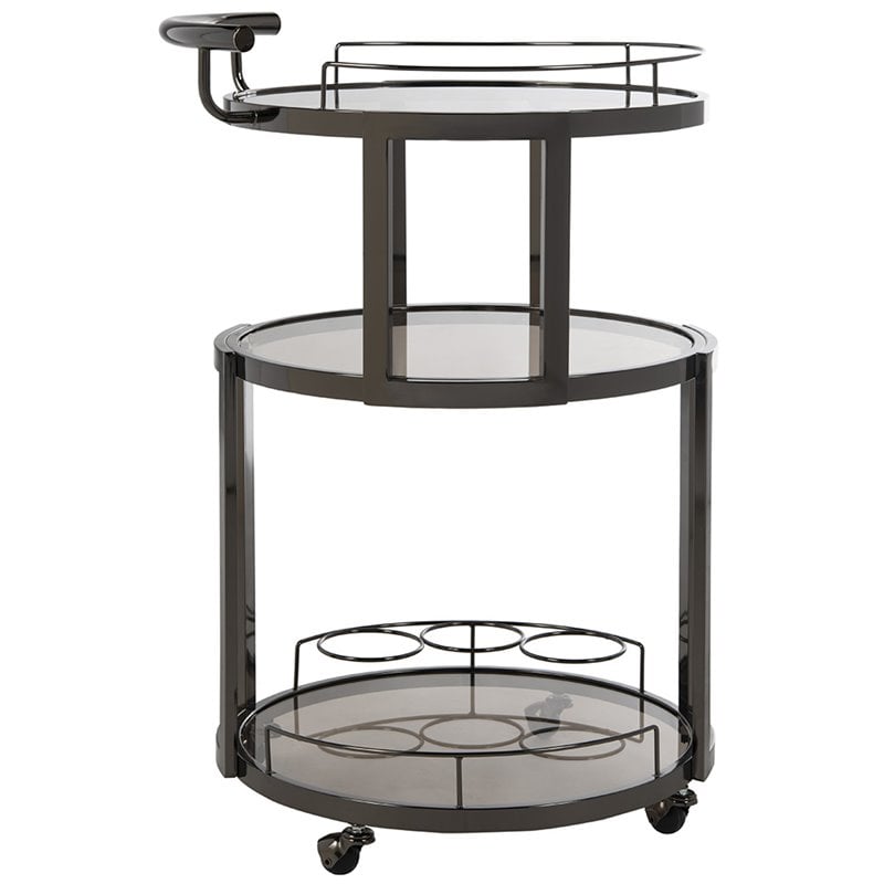 Safavieh Rio 3 Tier Glass Bar Cart in Gunmetal