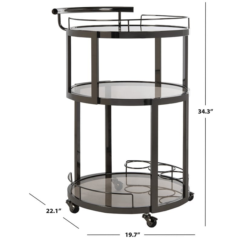 Safavieh Rio 3 Tier Glass Bar Cart in Gunmetal