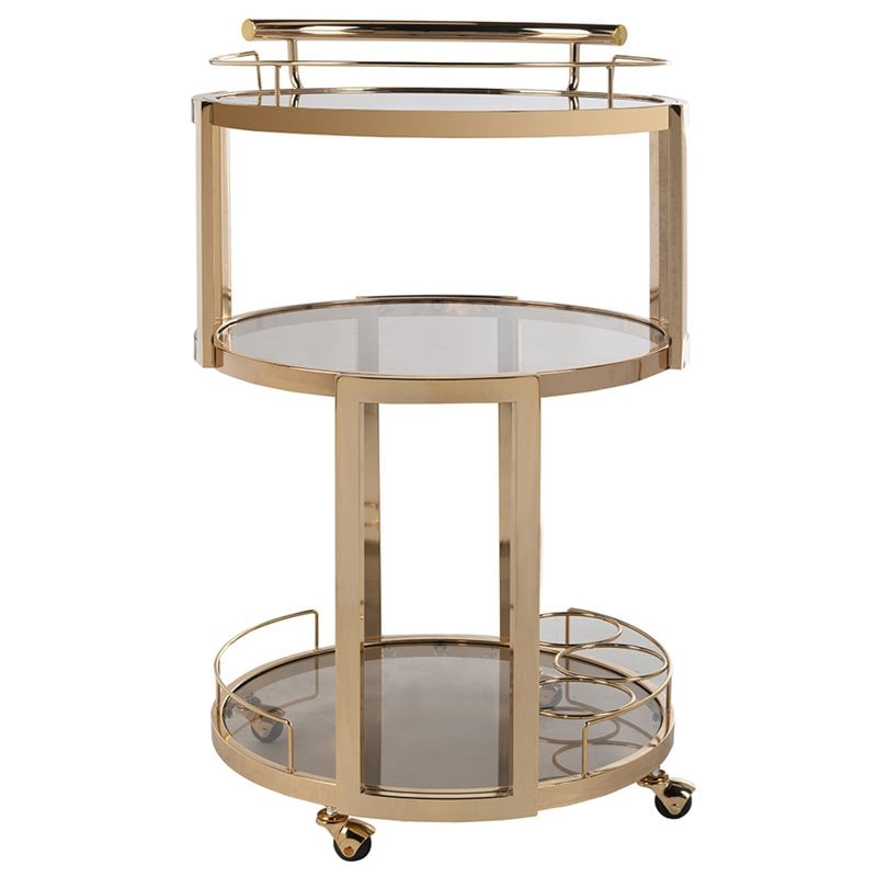 Safavieh Rio 3 Tier Glass Bar Cart in Gold