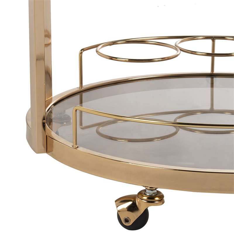Safavieh Rio 3 Tier Glass Bar Cart in Gold