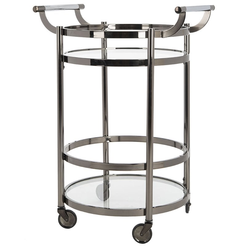 Safavieh Sienna 2 Tier Glass Bar Cart in Gunmetal ...