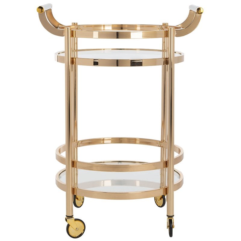 Safavieh Sienna 2 Tier Glass Bar Cart in Gold