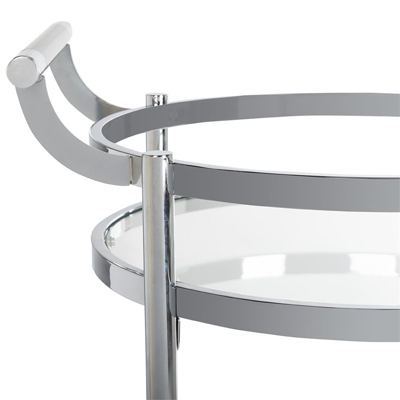 Safavieh Sienna 2 Tier Glass Bar Cart in Chrome