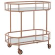 Safavieh Silva 2 Tier Mirrored Bar Cart in Rose Gold