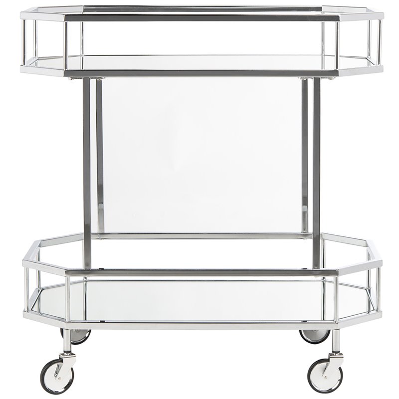 Safavieh Silva 2 Tier Mirrored Bar Cart in Silver