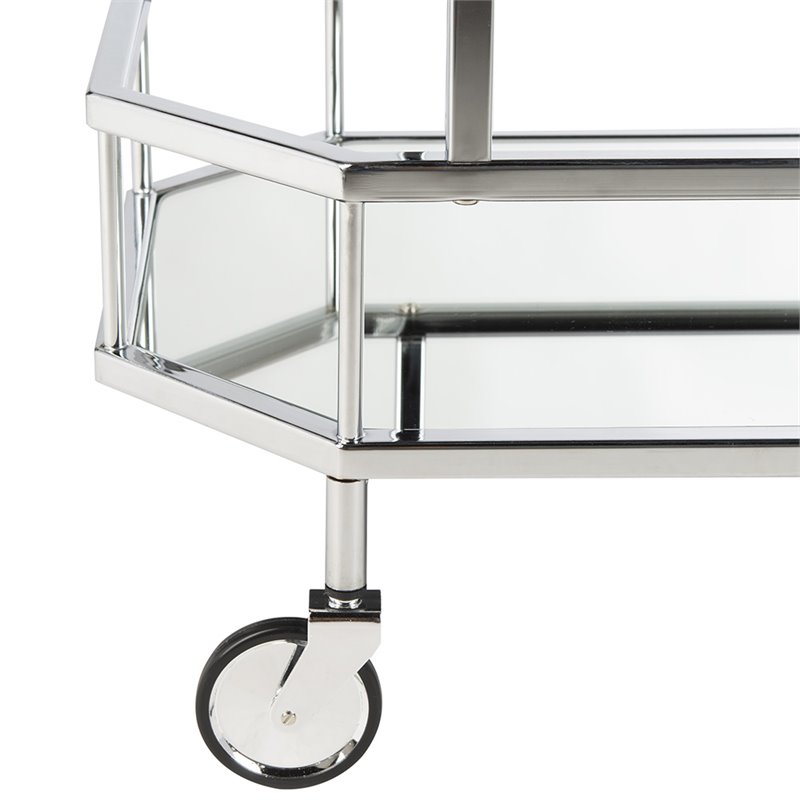 Safavieh Silva 2 Tier Mirrored Bar Cart in Silver