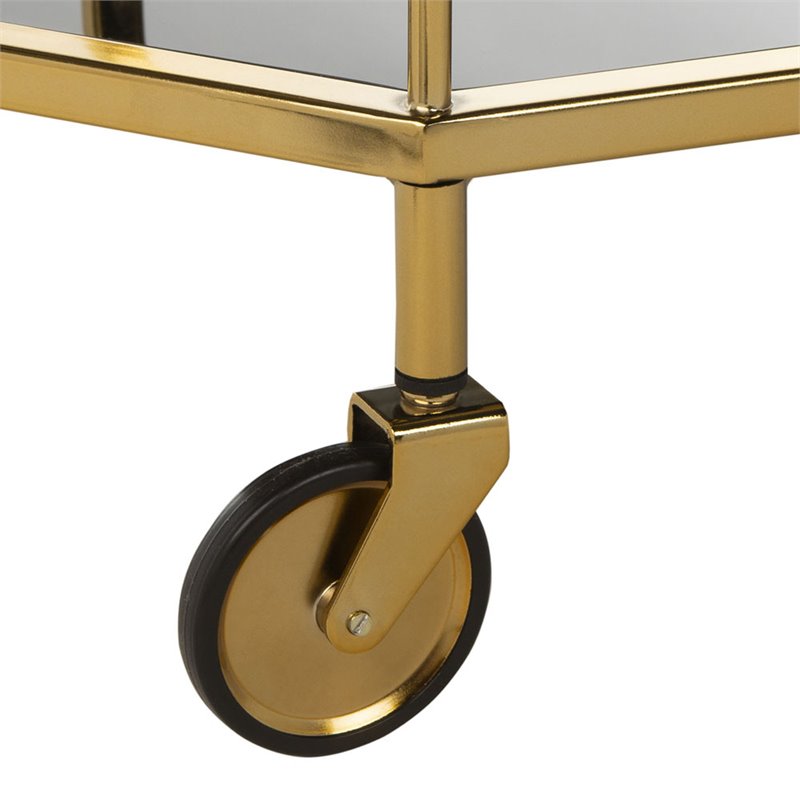 Safavieh Silva 2 Tier Mirrored Bar Cart in Brass