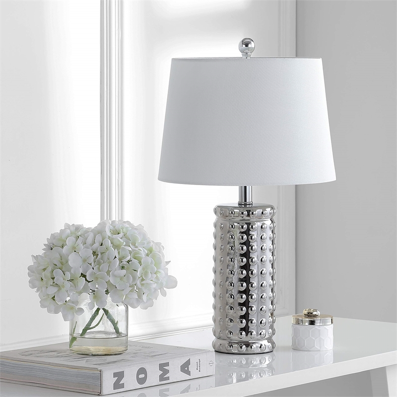 Safavieh Harlee Table Lamp in Chrome and White (Set of 2)