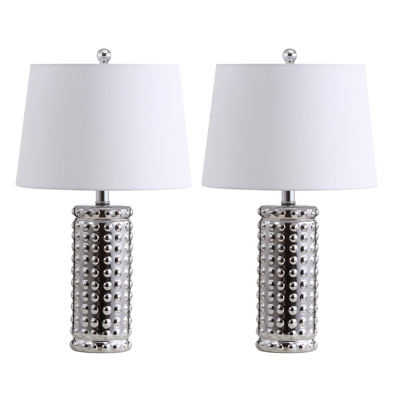 Safavieh Harlee Table Lamp in Chrome and White (Set of 2)