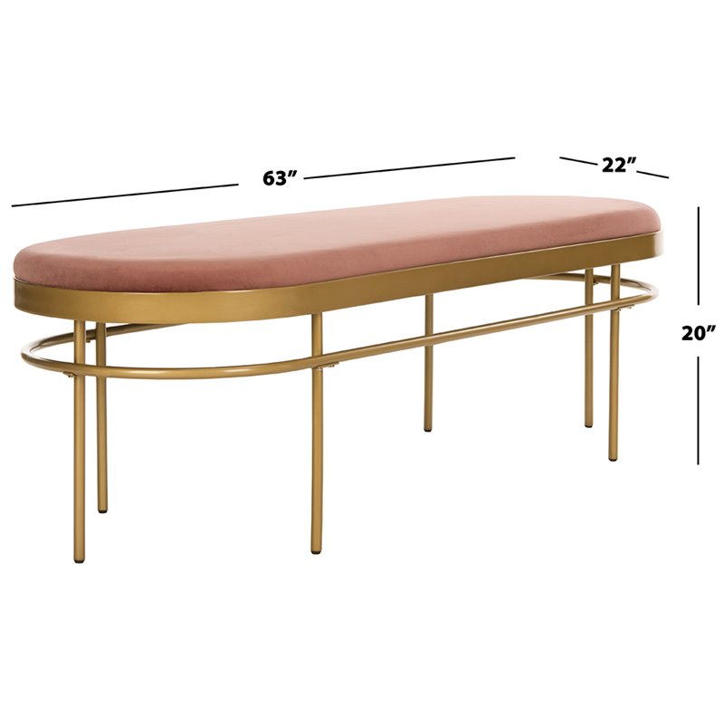 Safavieh Sylva Velvet Bedroom Bench in Dusty Rose and Gold