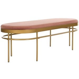 Safavieh Sylva Velvet Bedroom Bench in Dusty Rose and Gold