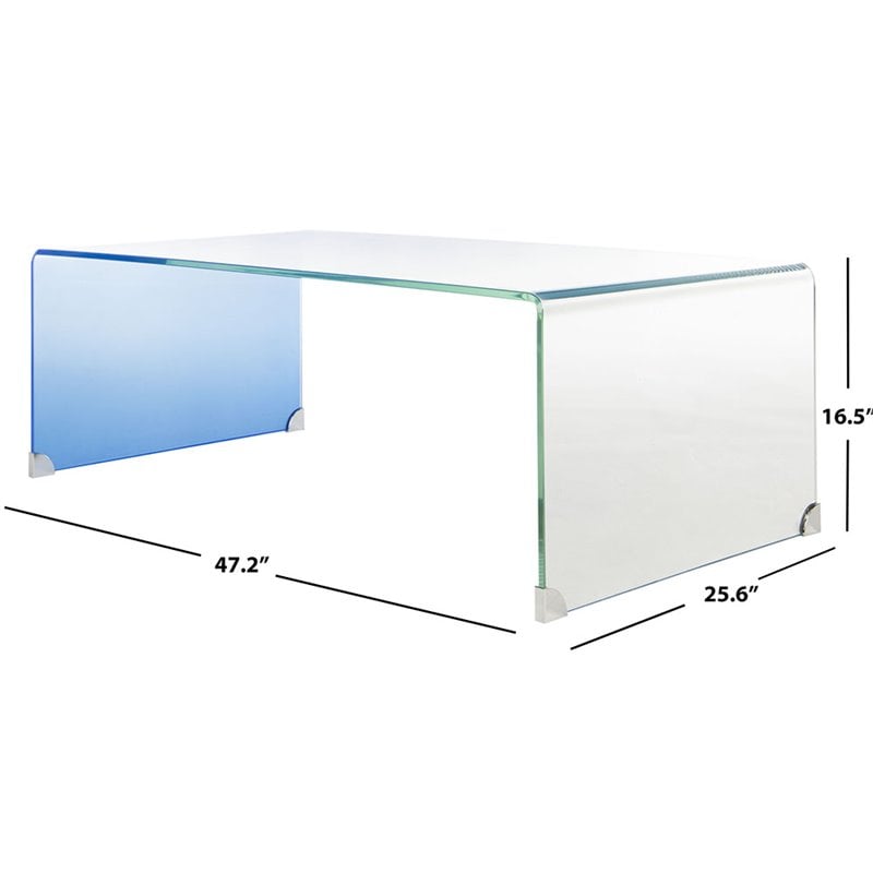 Safavieh Crysta Ombre Glass Coffee Table in Blue