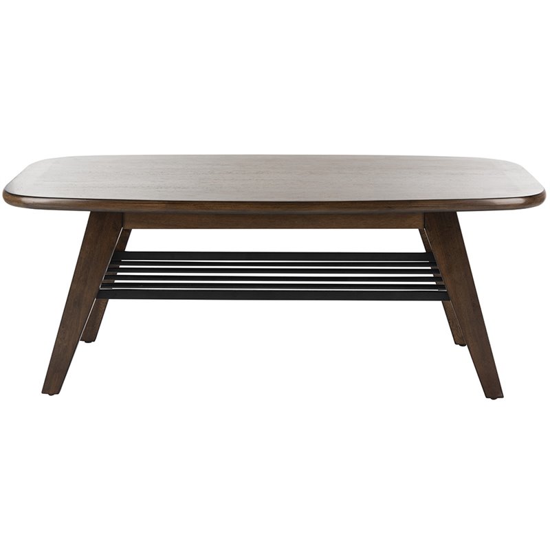 Safavieh Oren 2 Tier Coffee Table in Dark Walnut and Black