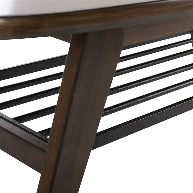 Safavieh Oren 2 Tier Coffee Table in Dark Walnut and Black