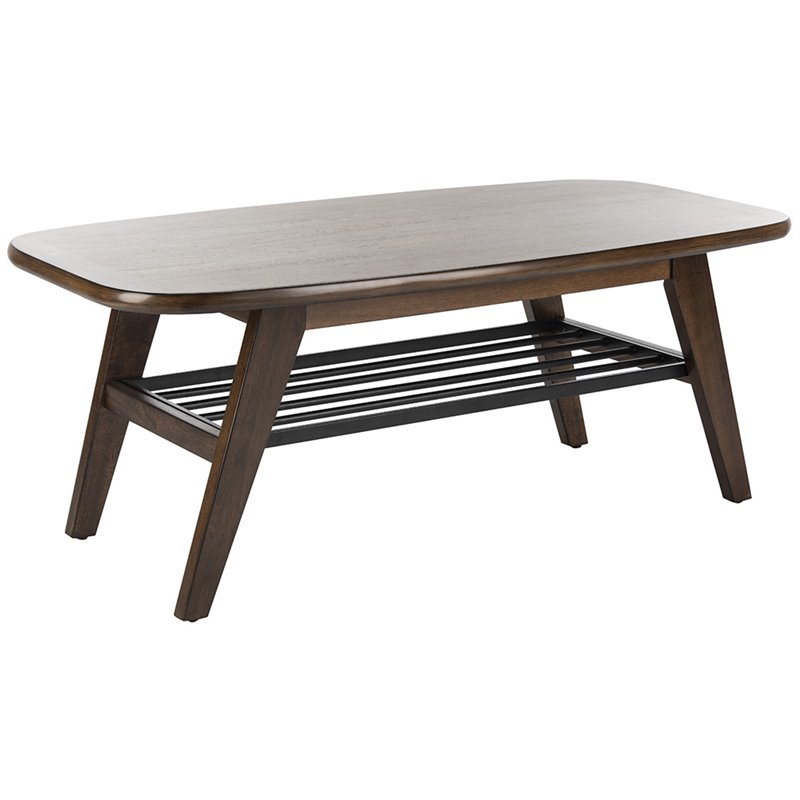 Safavieh Oren 2 Tier Coffee Table in Dark Walnut and Black