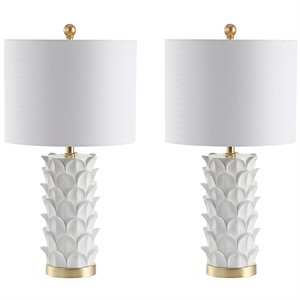 safavieh nico table lamp in white and gold (set of 2)