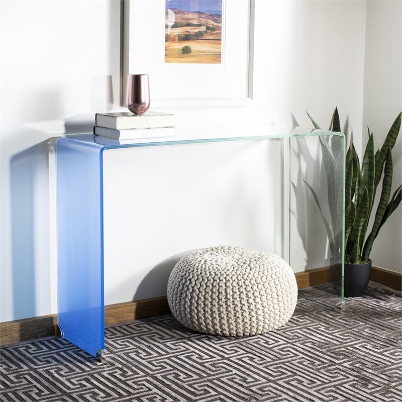Safavieh Crysta Ombre Glass Console Table in Blue