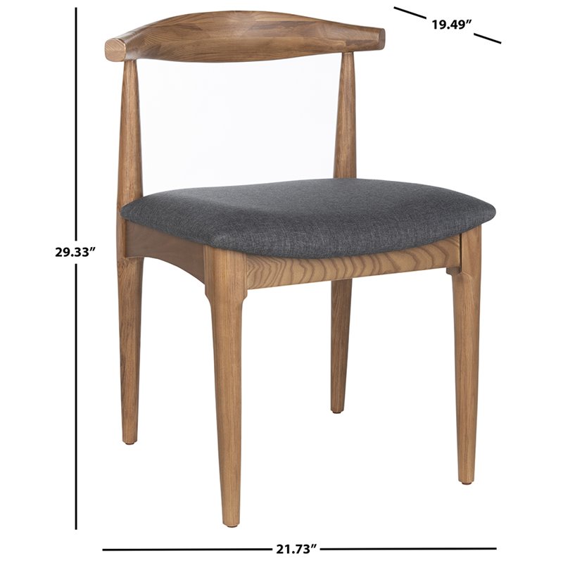 Safavieh Lionel Dining Side Chair in Walnut and Dark Gray (Set of 2)