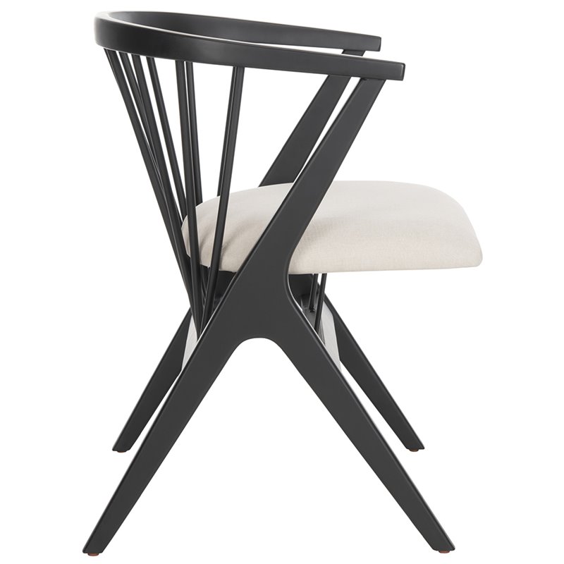 Safavieh Noah Windsor Dining Side Chair in Black and Beige (Set of 2)