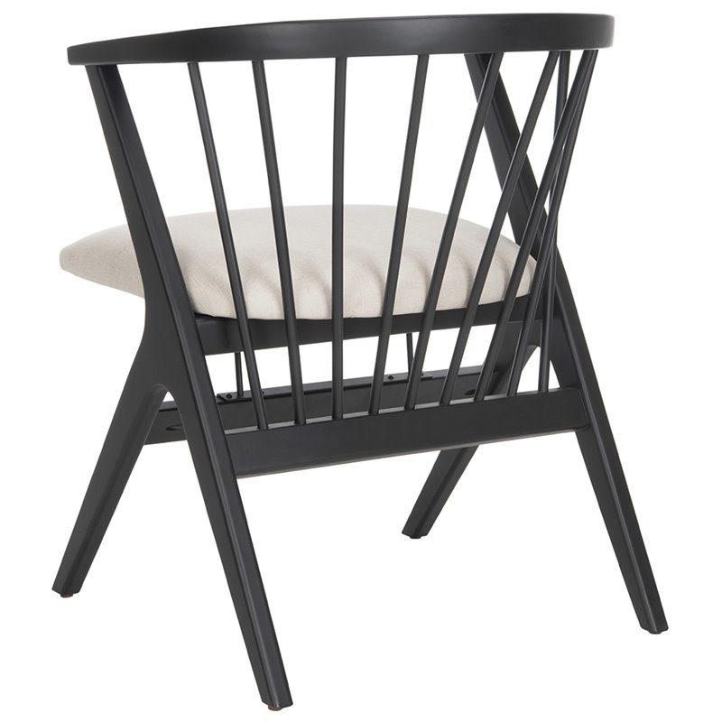 Safavieh Noah Windsor Dining Side Chair in Black and Beige (Set of 2)