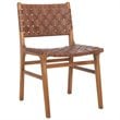 Safavieh Taika Leather Dining Side Chair in Grey Beige/Sage (Set of 2)
