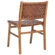 Safavieh Taika Leather Dining Side Chair in Grey Beige/Sage (Set of 2)