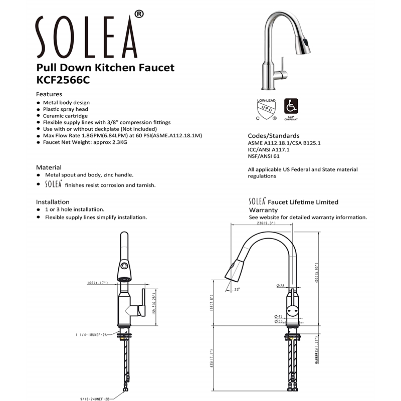 Safavieh Prosper Kitchen Faucet in Chrome