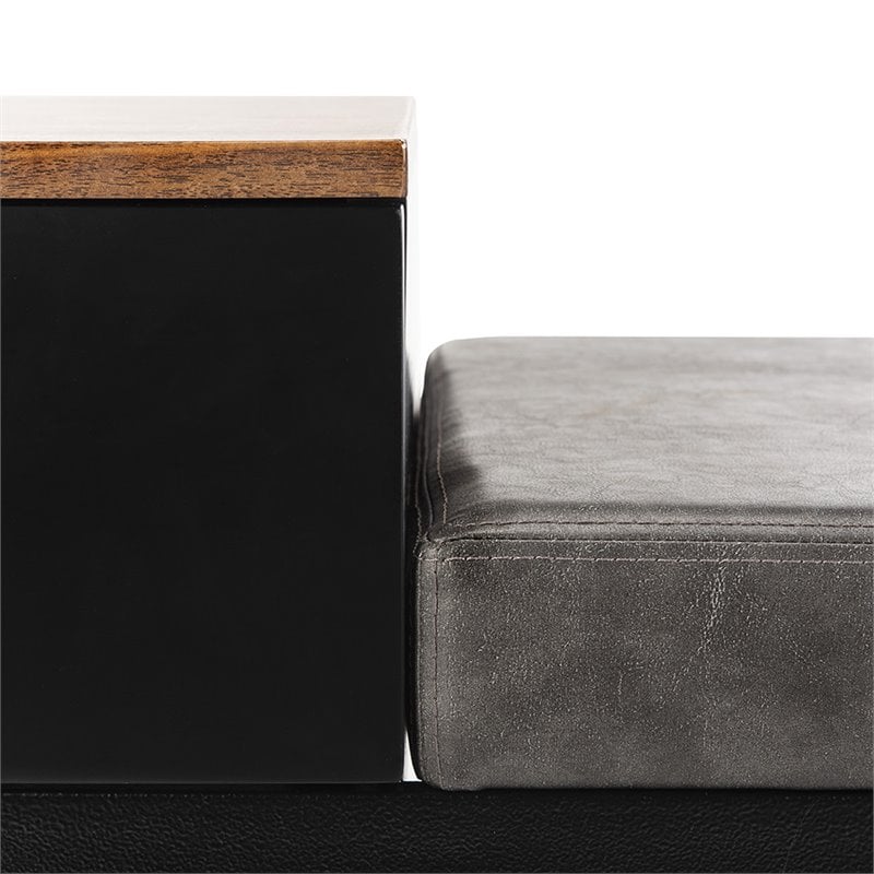 Safavieh Maruka Faux Leather Storage Bench in Gray and Black