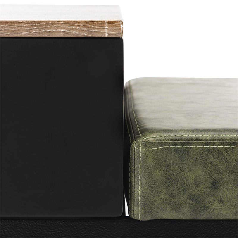 Safavieh Maruka Faux Leather Storage Bench in Dark Green and Black