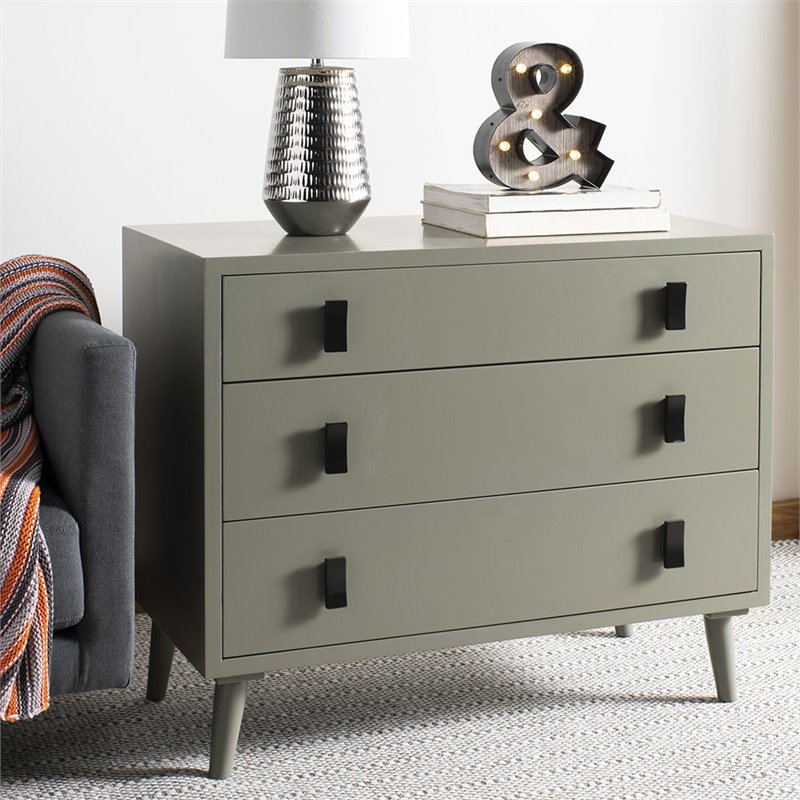 Safavieh Blaize 3 Drawer Nightstand in Dark Gray and Black