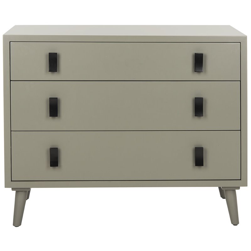 Safavieh Blaize 3 Drawer Nightstand in Dark Gray and Black