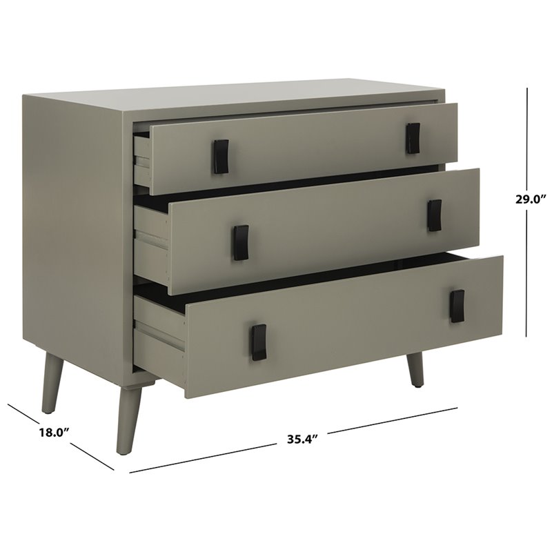 Safavieh Blaize 3 Drawer Nightstand in Dark Gray and Black