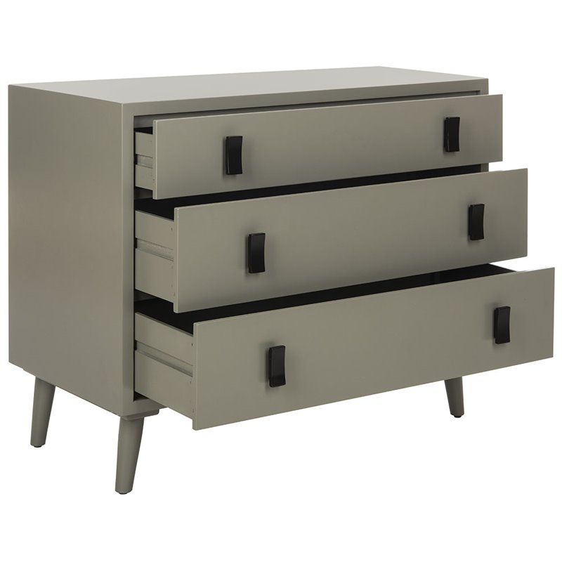 Safavieh Blaize 3 Drawer Nightstand in Dark Gray and Black