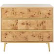 Safavieh Katia 3 Drawer Nightstand in Natural and Gold