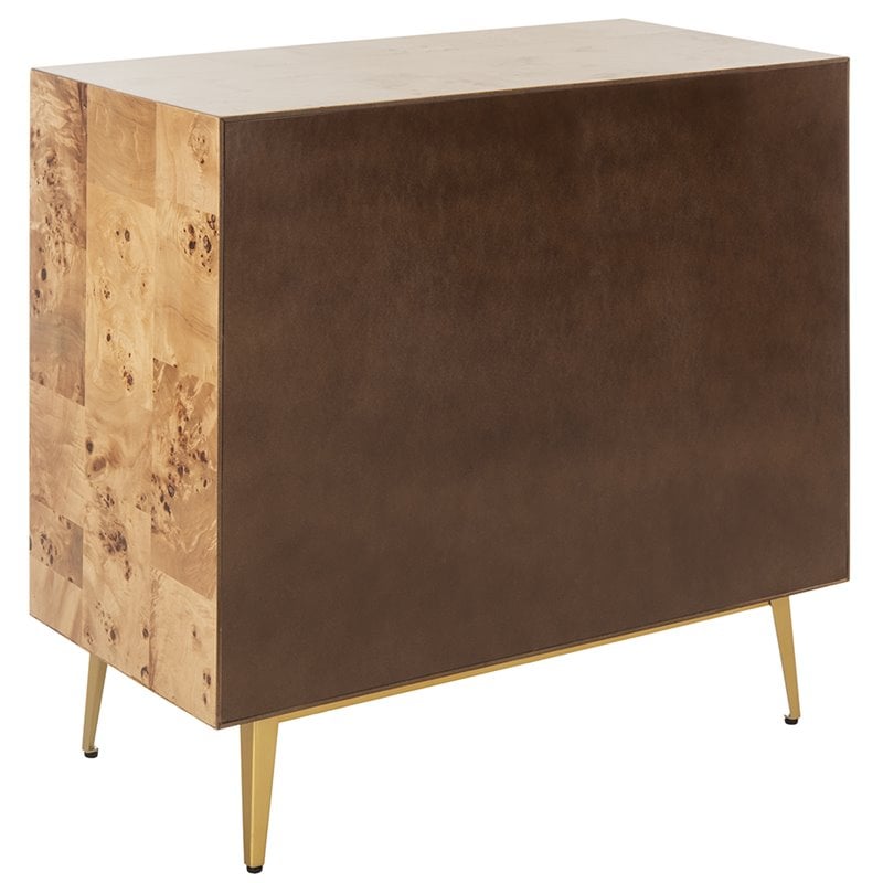 Safavieh Katia 3 Drawer Nightstand in Natural and Gold