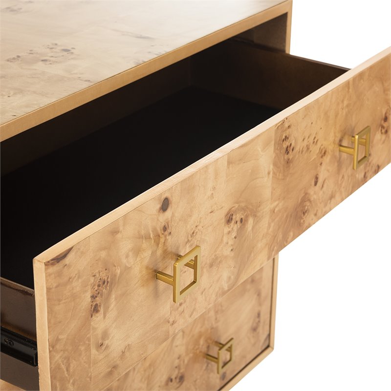 Safavieh Katia 3 Drawer Nightstand in Natural and Gold