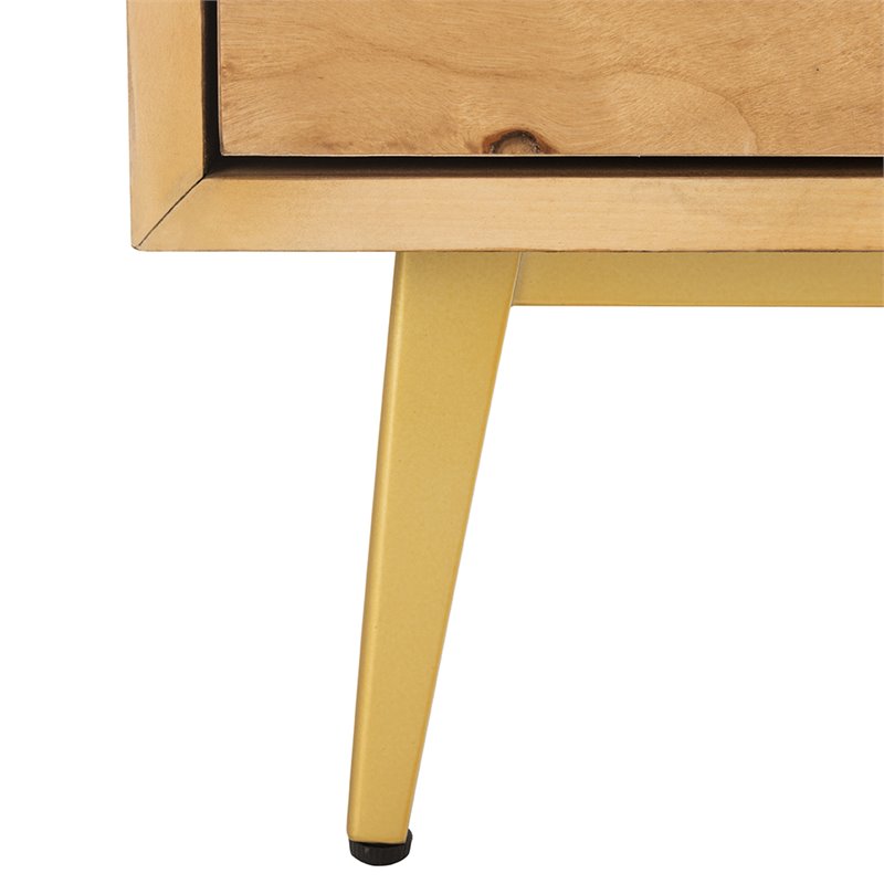 Safavieh Katia 3 Drawer Nightstand in Natural and Gold