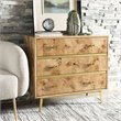 Safavieh Katia 3 Drawer Nightstand in Natural and Gold